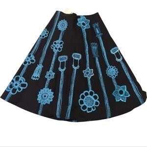 Gracie And Me Black Skirt With Blue Sequin Flowers Size 6 Lined NWT-414